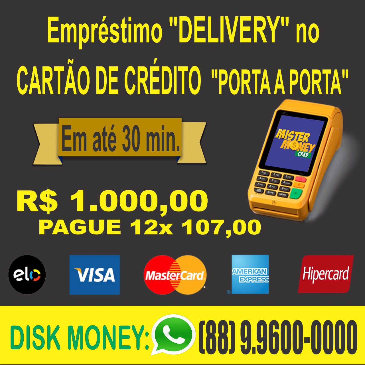 Empréstimo Com Limite Do Cartão De Crédito Empréstimo no Cartão de Credito "DELIVERY", é na Mister Money Cred em