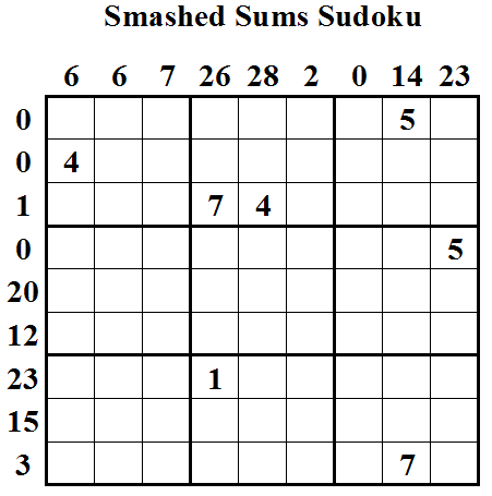 Smashed Sums Sudoku (Daily Sudoku League #20)