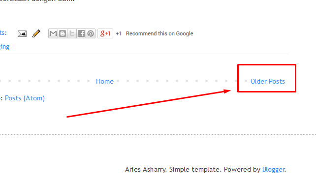 tidak menampilkan pilihan  Older Posts atau postingan selanjutnya