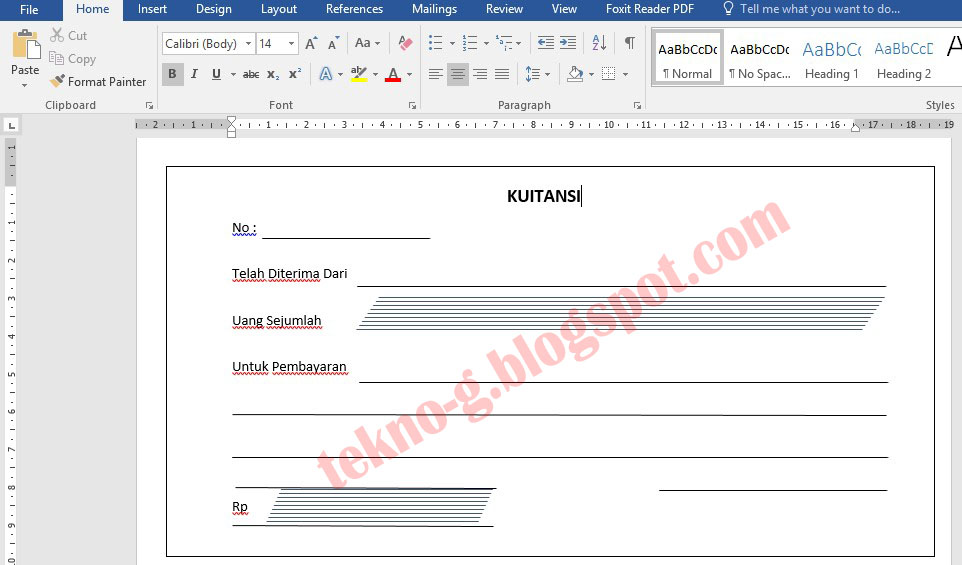 Download Kwitansi Kosong Format Word