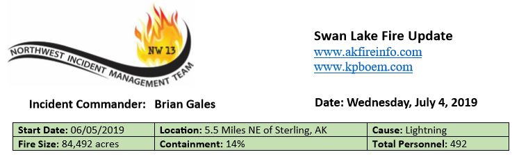 Kpb Joint Information Center 7 4 19 Swan Lake Fire Morning Update