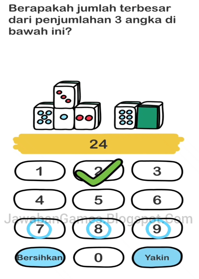 Berapakah Jumlah Terbesar Dari Penjumlahan Tiga Angka Di Bawah Ini Brain Out Kita