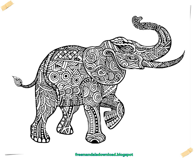 Mandala-Elefant-Gekritzelart / Mandala Elephant Doodle style. - Free