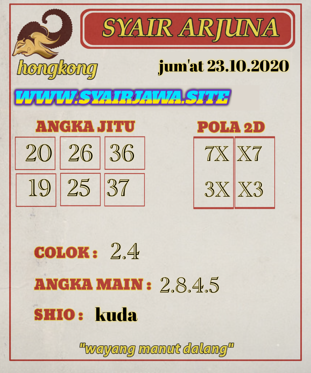 Syair Hongkong Malam Ini Jumat 23102020 Syair SGP Hari Ini