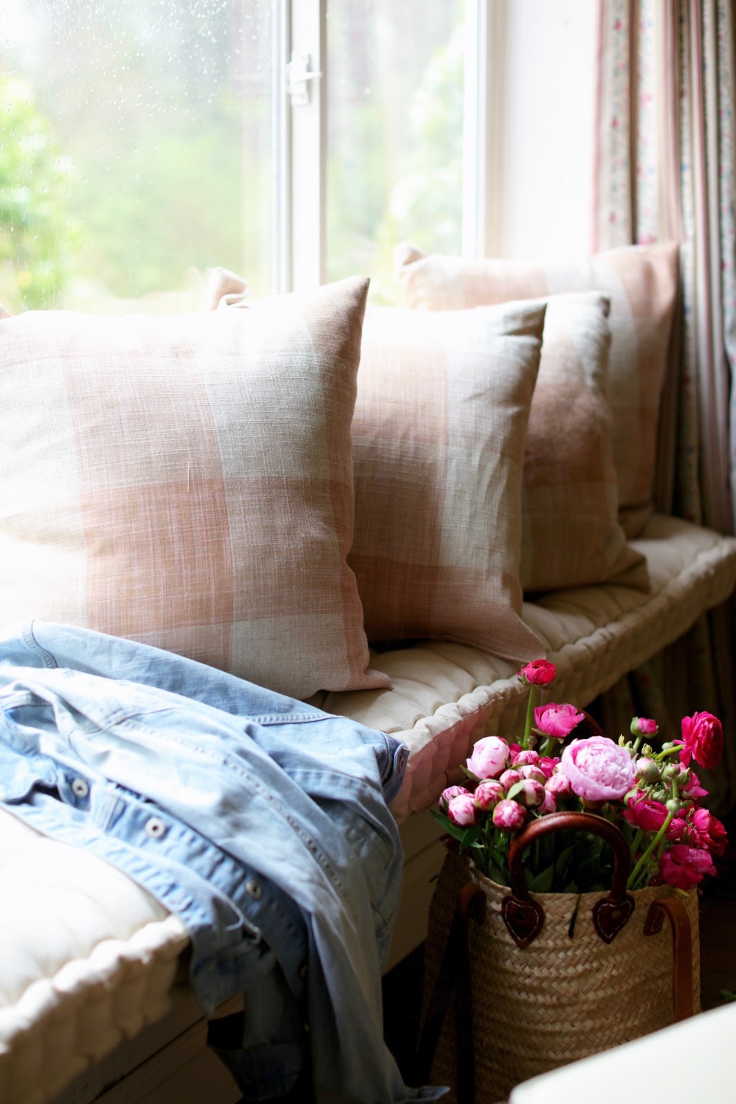 Blush Check Window Seat Pillows FRENCH COUNTRY COTTAGE