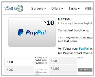 YSense: receber e pagar conta Paypal