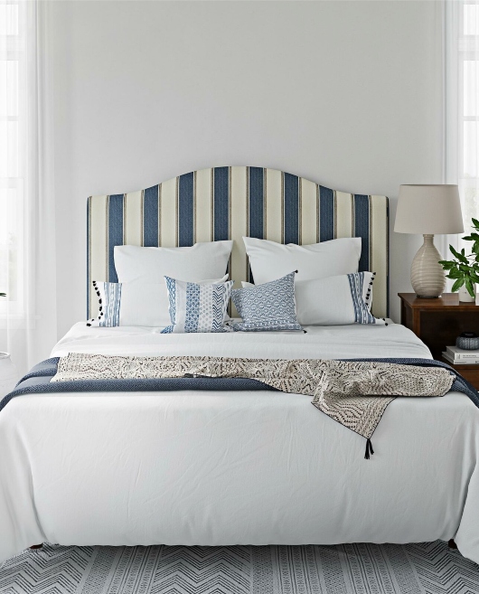 Blue Striped Headboard