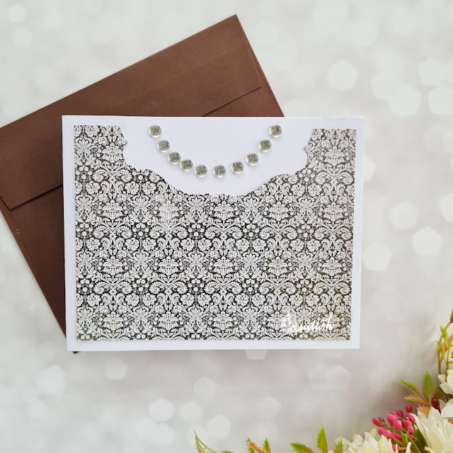 Mother's day cards, card for grandma, Classy dress with a blingy necklace,Dress card, Shirt card, blouse card, Suit card, card for teacher, DIY cards, cards with patterned paper, cards for moms, quillish, pendent card
