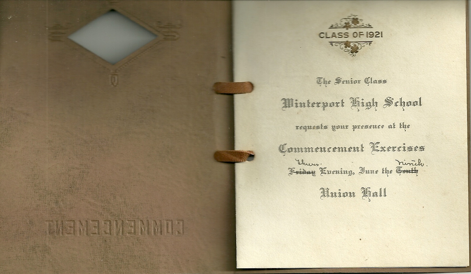 Heirlooms Reunited 1921 Commencement Exercises, Winterport Maine High