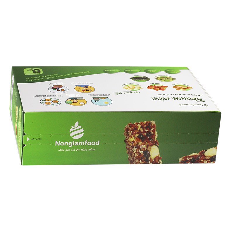 [COMBO FREESHIP & QUÀ] 4 Hộp Thanh Gạo Lứt Hạt & Rong Biển Nông Lâm Food