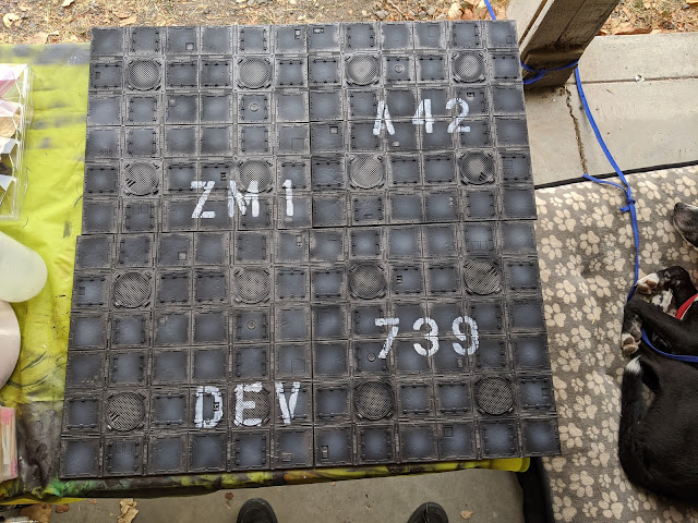 Stenciled Letters sponged on Stenciled Letters sponged on