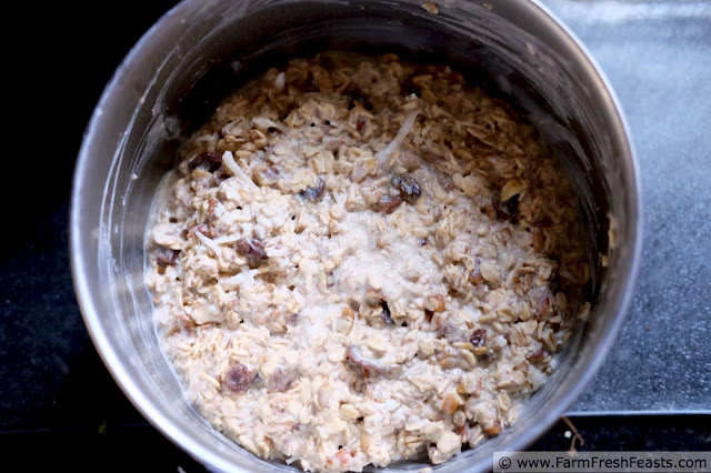 a bowl of batter that will become healthy breakfast cookies