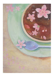 sakura drowing japanese flower painting yesterday coffee