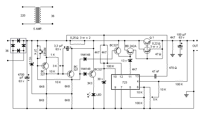 Блок питания на микросхеме. Блок питания на лм723. 723a схема включения. Лабораторные блоки питания на lm723 схемы. Регулируемый блок питания 0-50 вольт 05 ампер.