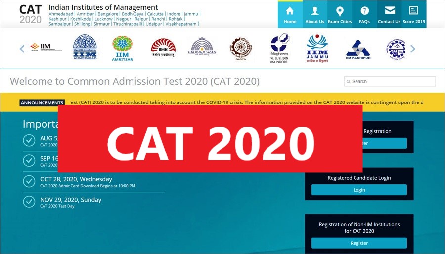 CAT 2020 Common Admission Test, Online Registration Begins August 5