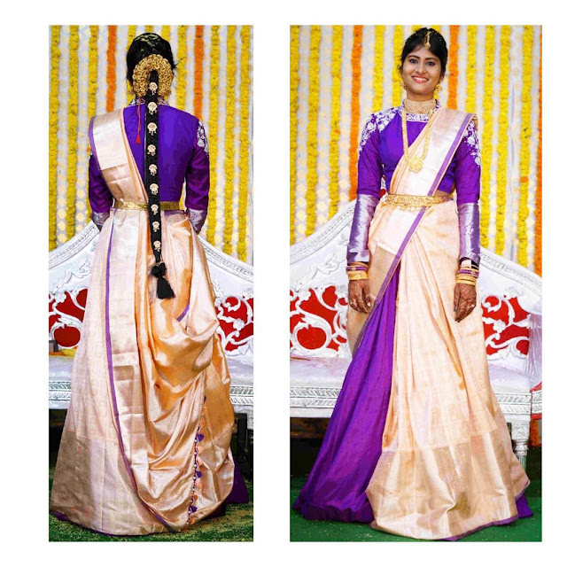 Full Sleeves Blouse with Half saree drape Full Sleeves Blouse with Half saree drape