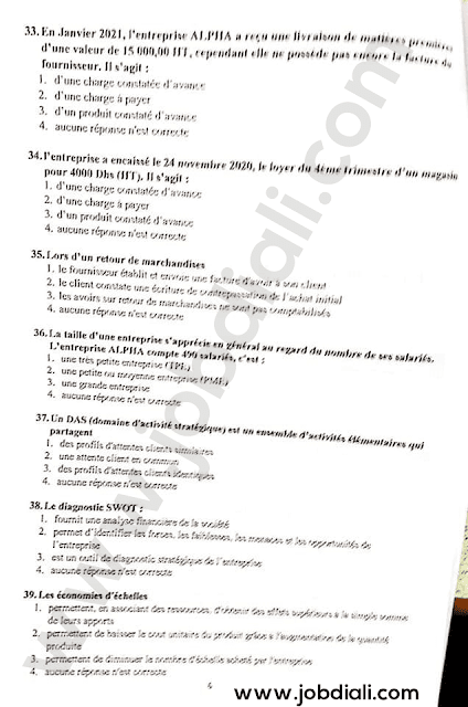 Exemple Concours Rédacteur Judiciaire 3ème grade Gestion des Entreprises - Ministère de la justice