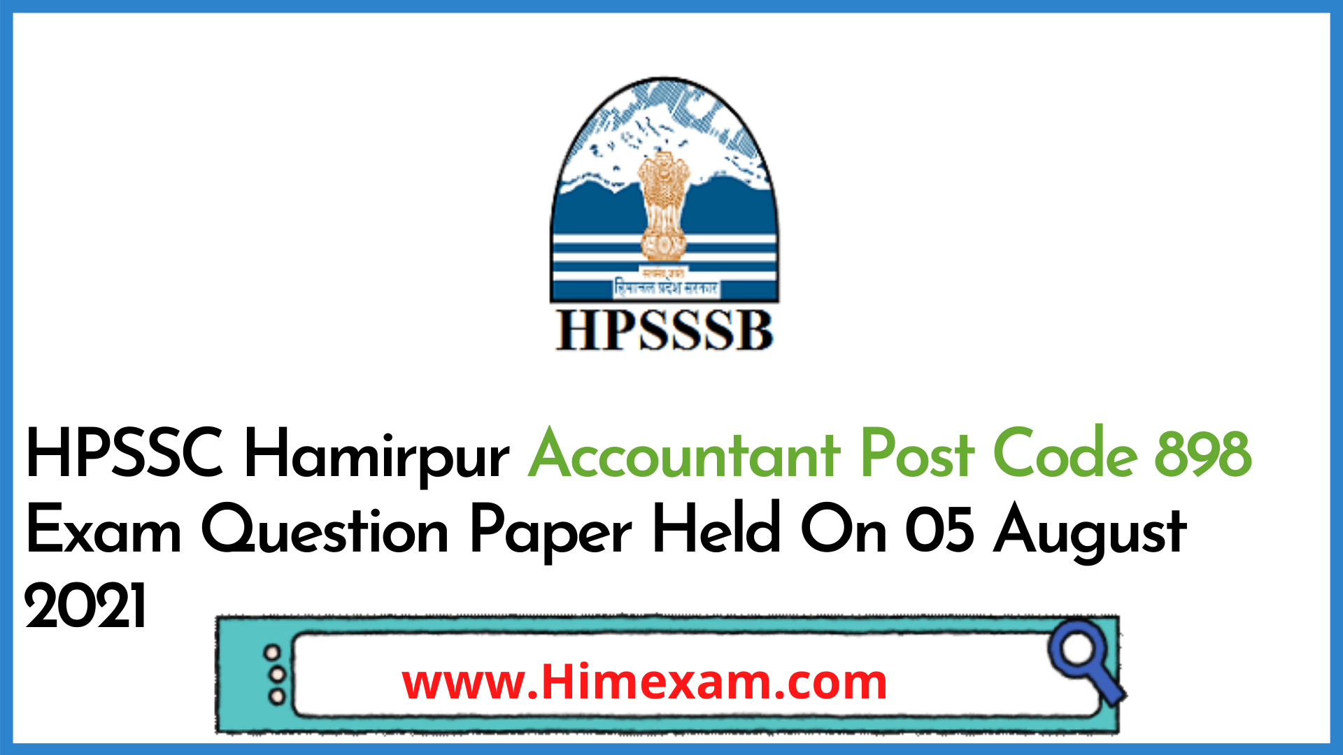 HPSSC Hamirpur Accountant Post Code 898 Exam Question Paper Held On 05 August 2021