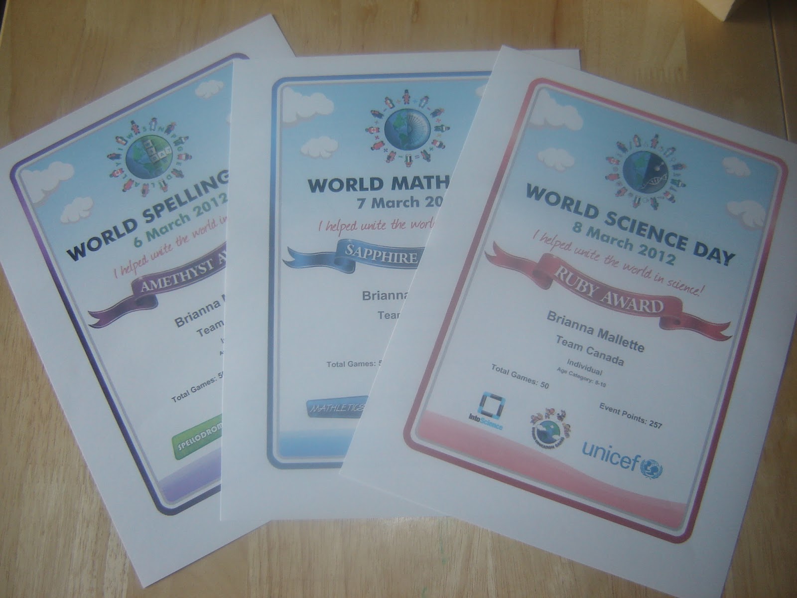 Waterview Homeschool World Education Days Certificates