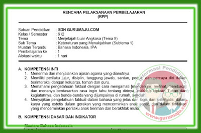 Rpp Kelas 6 Tema 9 Kurikulum 2013 Revisi 2018 Guru Maju