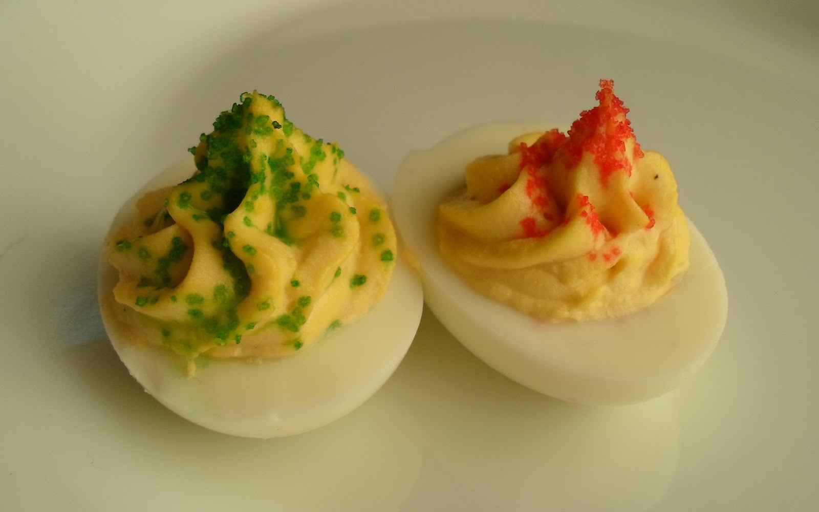 Happier Than A Pig In Mud Christmas Deviled Eggs Green and Red Sugar