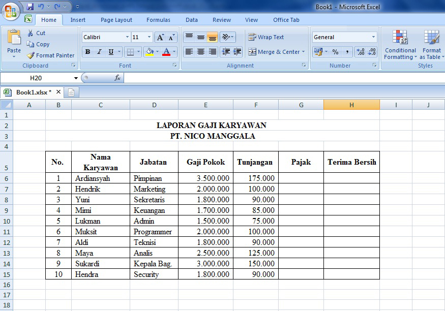 Cara Menggunakan Rumus Microsoft Excel Dalam Membuat Laporan Gaji