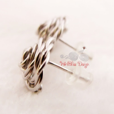 Side view of wire wrapped rose studs by WireBliss