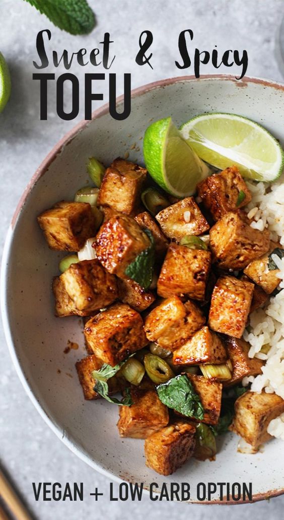 Sweet & Spicy Tofu healthy dinner recipe