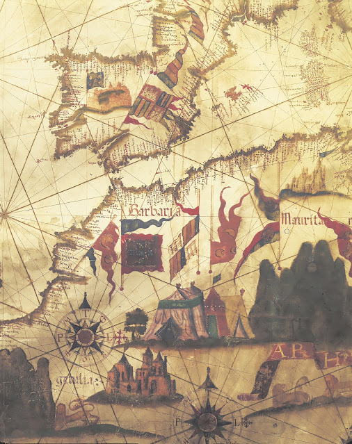 خريطة إسبانيا وساحل المغرب ، رسمها دييغو هومن ، 1557.
