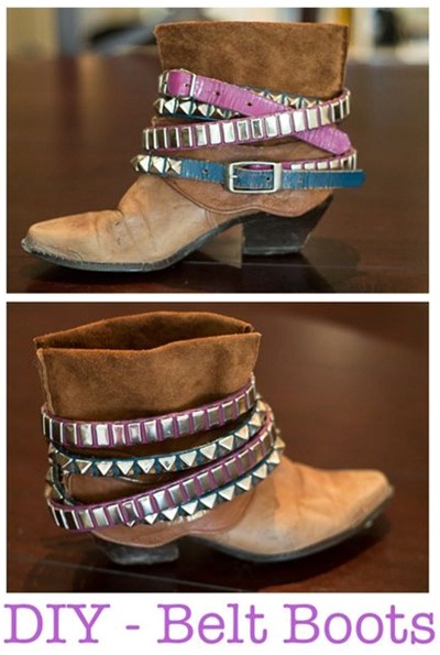 Gunakan sabuk bekas untuk makeover sepatu boot Gunakan sabuk bekas untuk makeover sepatu boot