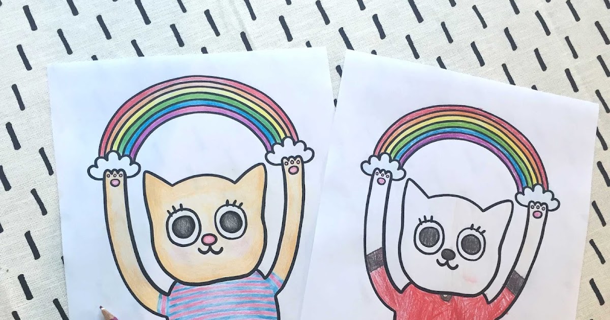 Free Rainbow Cat Colouring Page