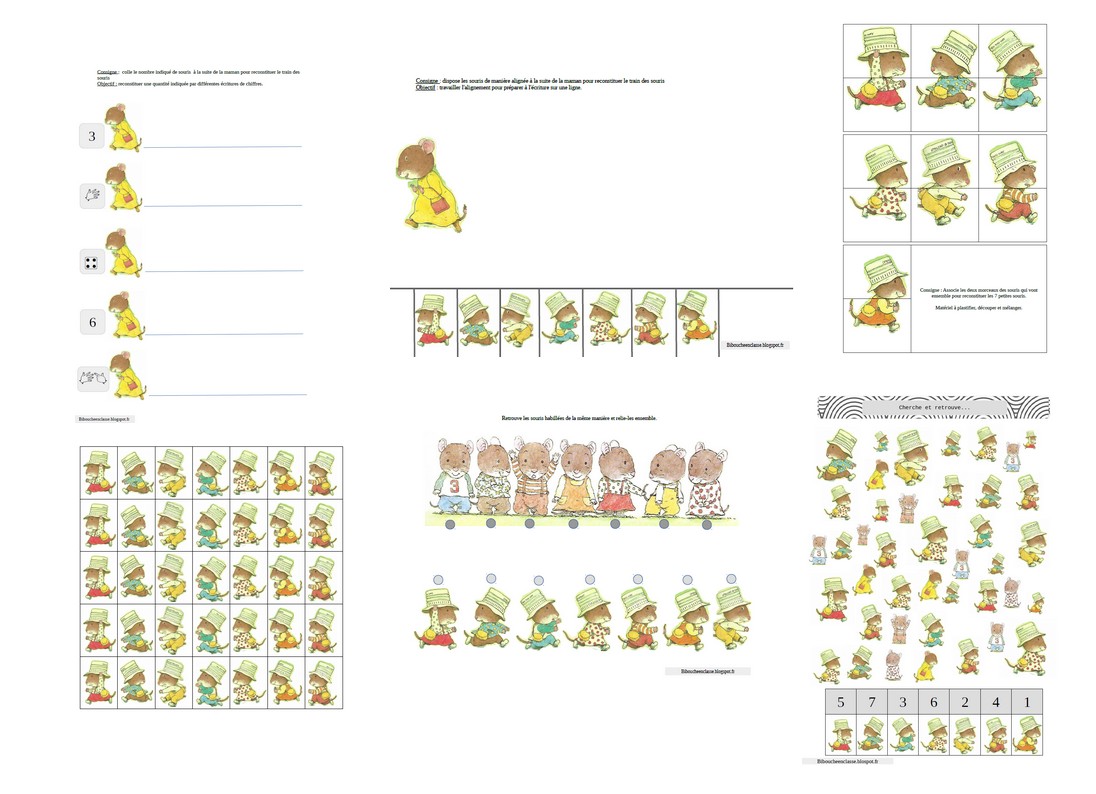 BIBOUCHE EN CLASSE  "le train des souris" fiches d'activités