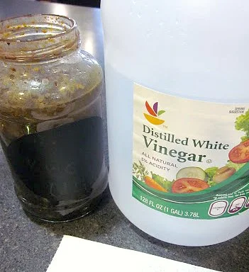 vinegar and jar of solution