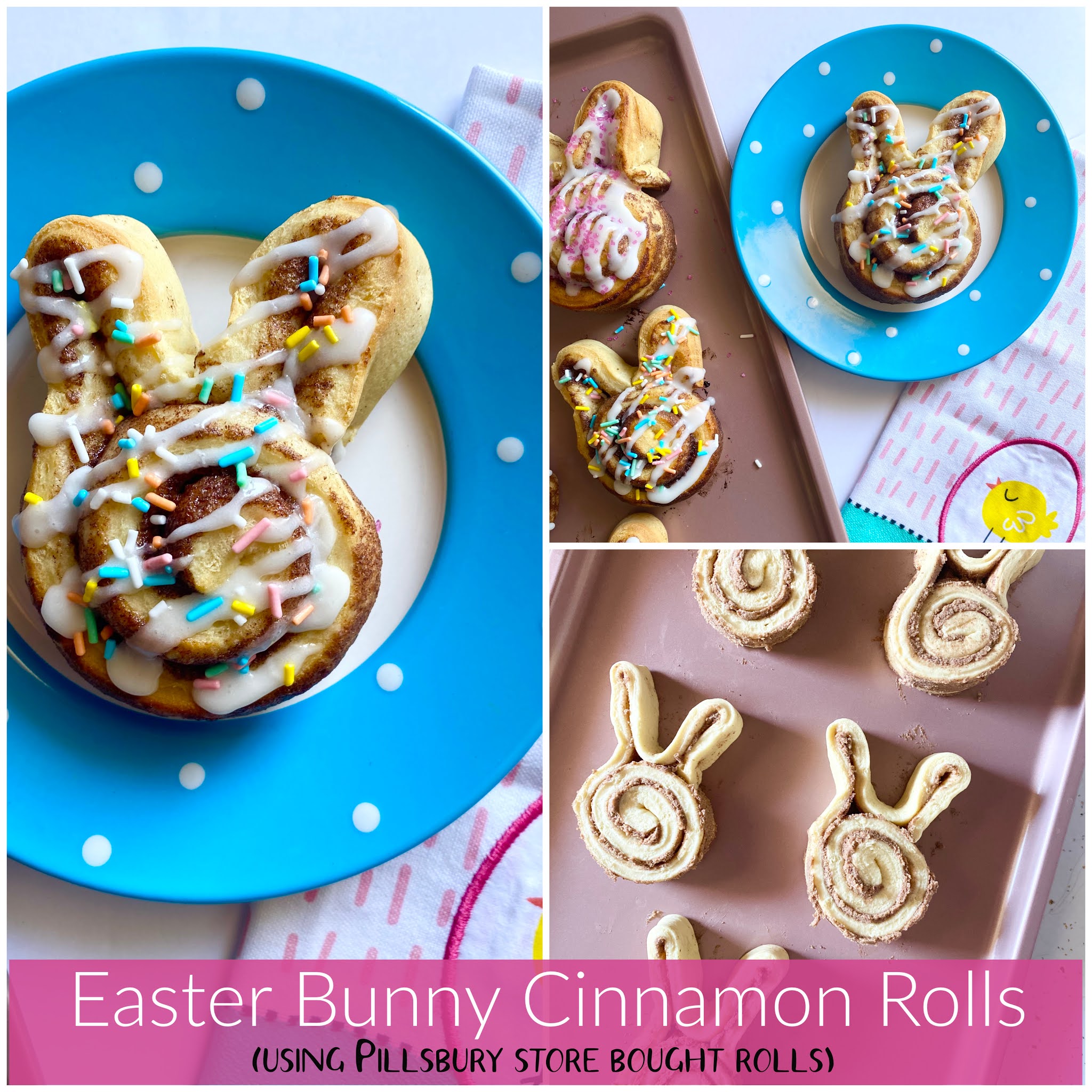 Easter Bunny Cinnamon Rolls (using Pillsbury refrigerated rolls) Ally