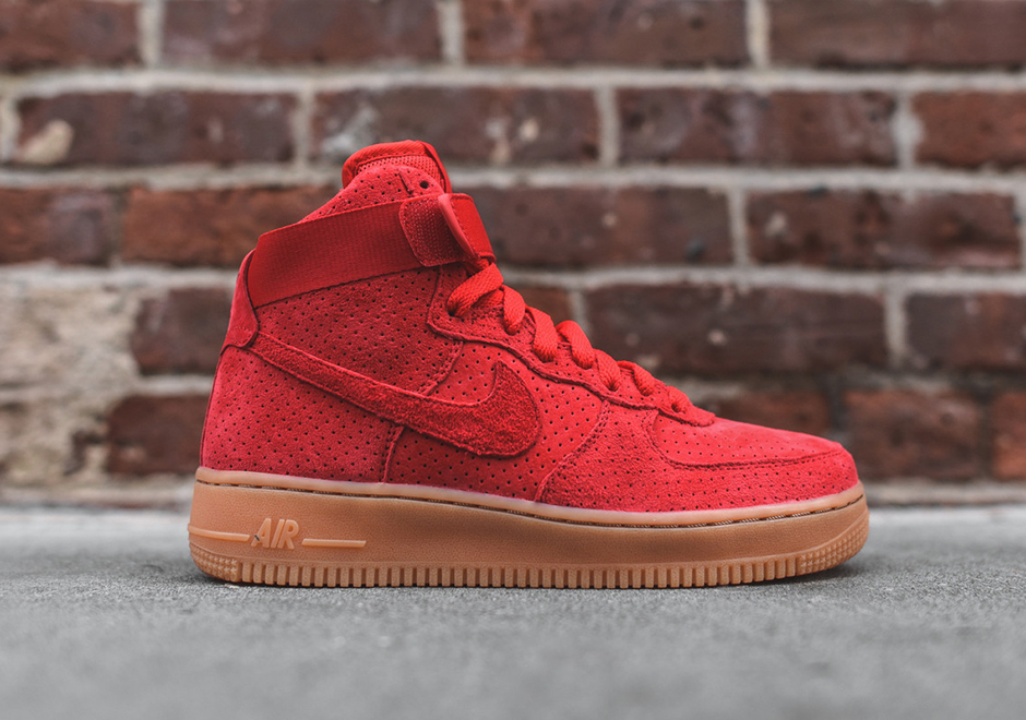 red suede air force 1 gum bottom