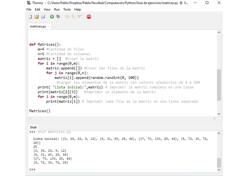 Curso de Python: 3.4 Matrices