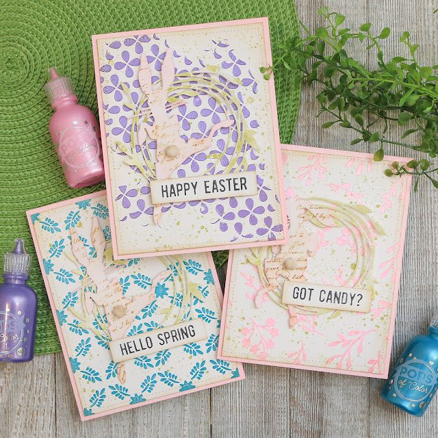 How To Use Scrapbook.com Pops of Color with Stencils Set of Easter Spring Cards by Juliana Michaels