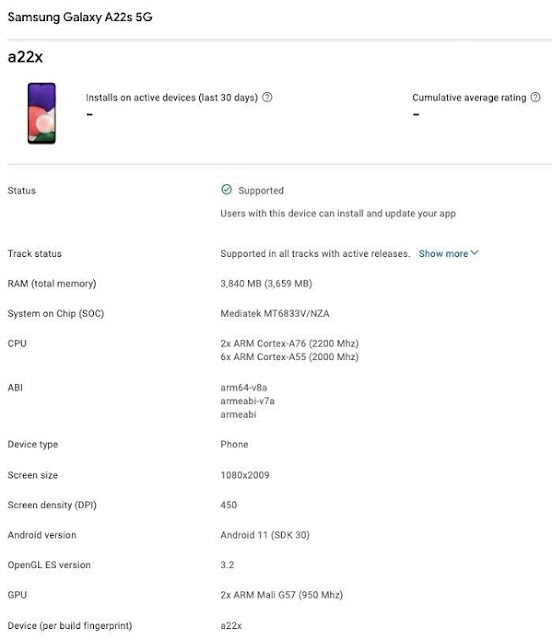 samsung-galaxy-a22-5g-specifications-play-console-listing