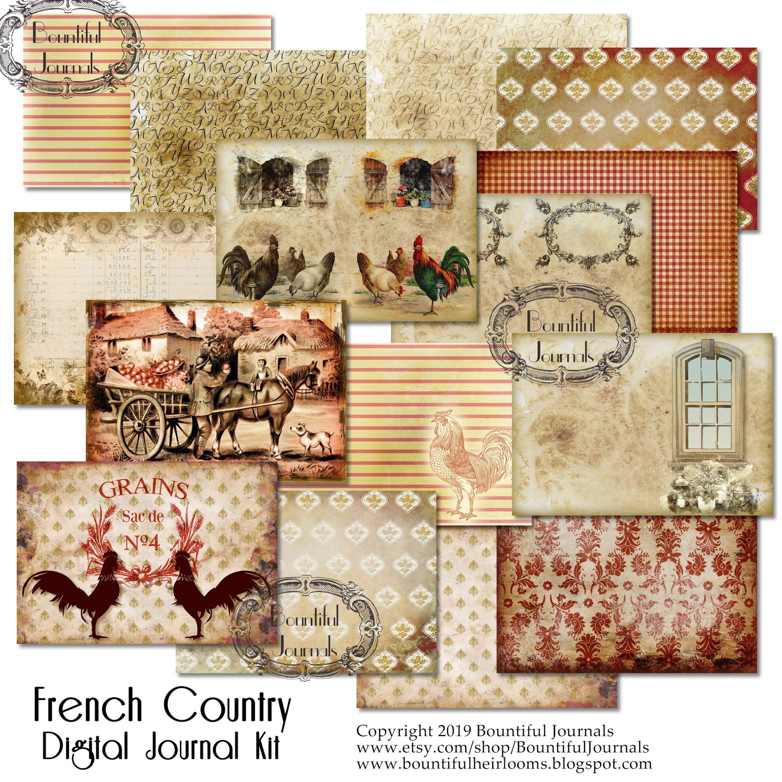 Bountiful Heirlooms NEW! French Country Digital Journal Kit