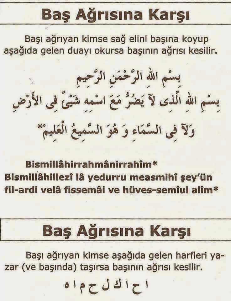 DUÂ DERYASI baş ağrısı için duâ