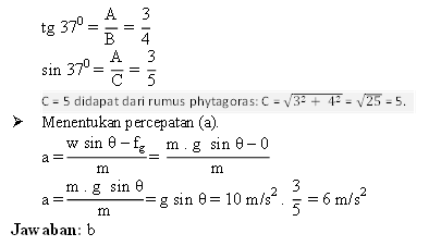 Pembahasan Contoh soal: Pembahasan soal gerak pada bidang miring