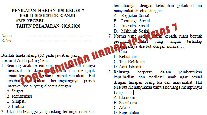 Soal Ips Kelas 7 Semester Materi Kegiatan Ekonomi