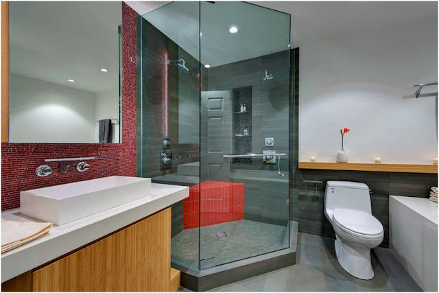 Bild-badezimmer-ideen-rot-Moderne-Design-duschkabine-aus-glas