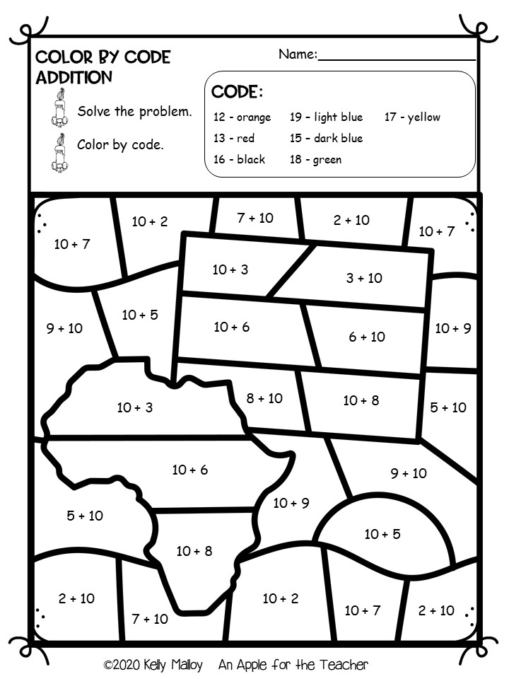 An Apple For The Teacher: Kwanzaa Color By Number Math Facts Practice