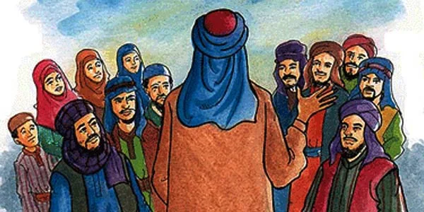 Nabi Muhammad SAW berdiri di tengah para sahabat