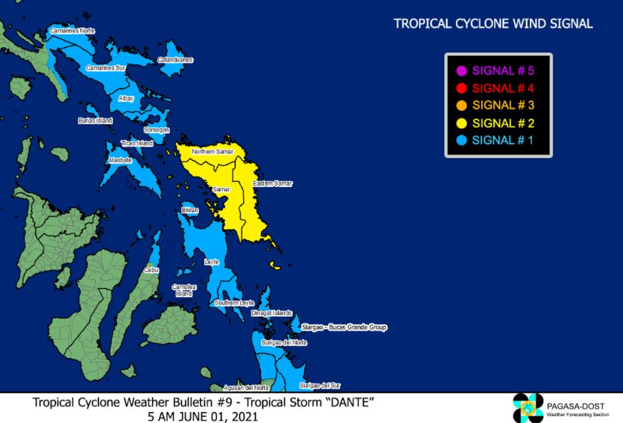 'Bagyong Dante' PAGASA weather update June 1, 2021 signal