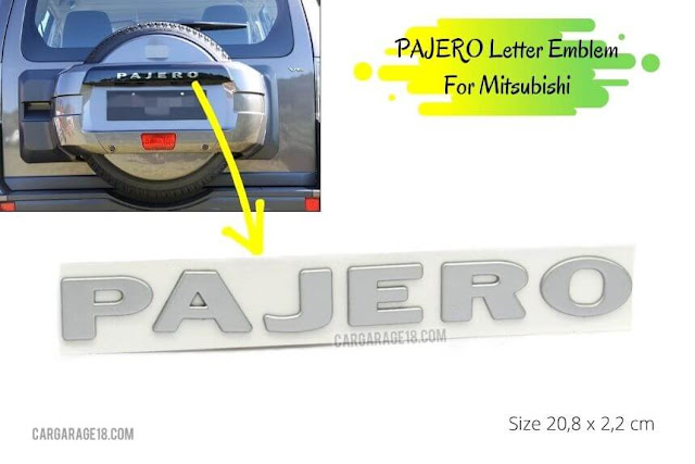 Silver PAJERO Emblem Size 20,8 x 2,2 cm For Mitsubishi
