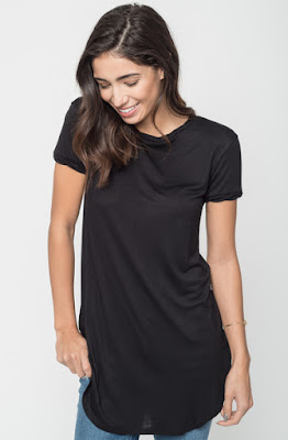 Buy Now Black Round Neck Tunic Tees Online $16 -@caralase.com