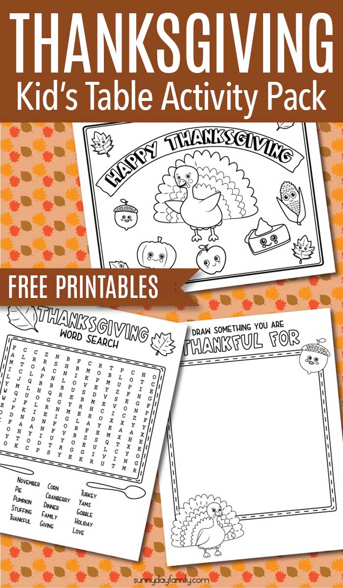 Free Thanksgiving Printables For The Kids Table Sunny Day Family