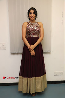 Actress Regina Candra Latest Stills in Maroon Long Dress at Saravanan Irukka Bayamaen Movie Success Meet  0011